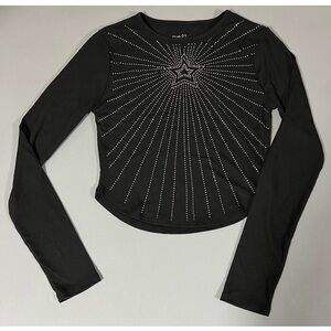 Black Diamond Star Graphic Long Sleeve T-Shirt Top Blouse Tee Size S ⭐️✨ #star